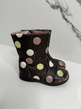 Pediped flex boots EU 26 / US 9-9.5 girls polka dot Toddler Leather Quality